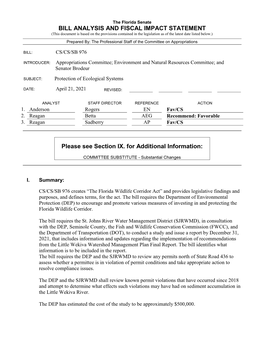 BILL ANALYSIS and FISCAL IMPACT STATEMENT Please See Section IX. for Additional Information