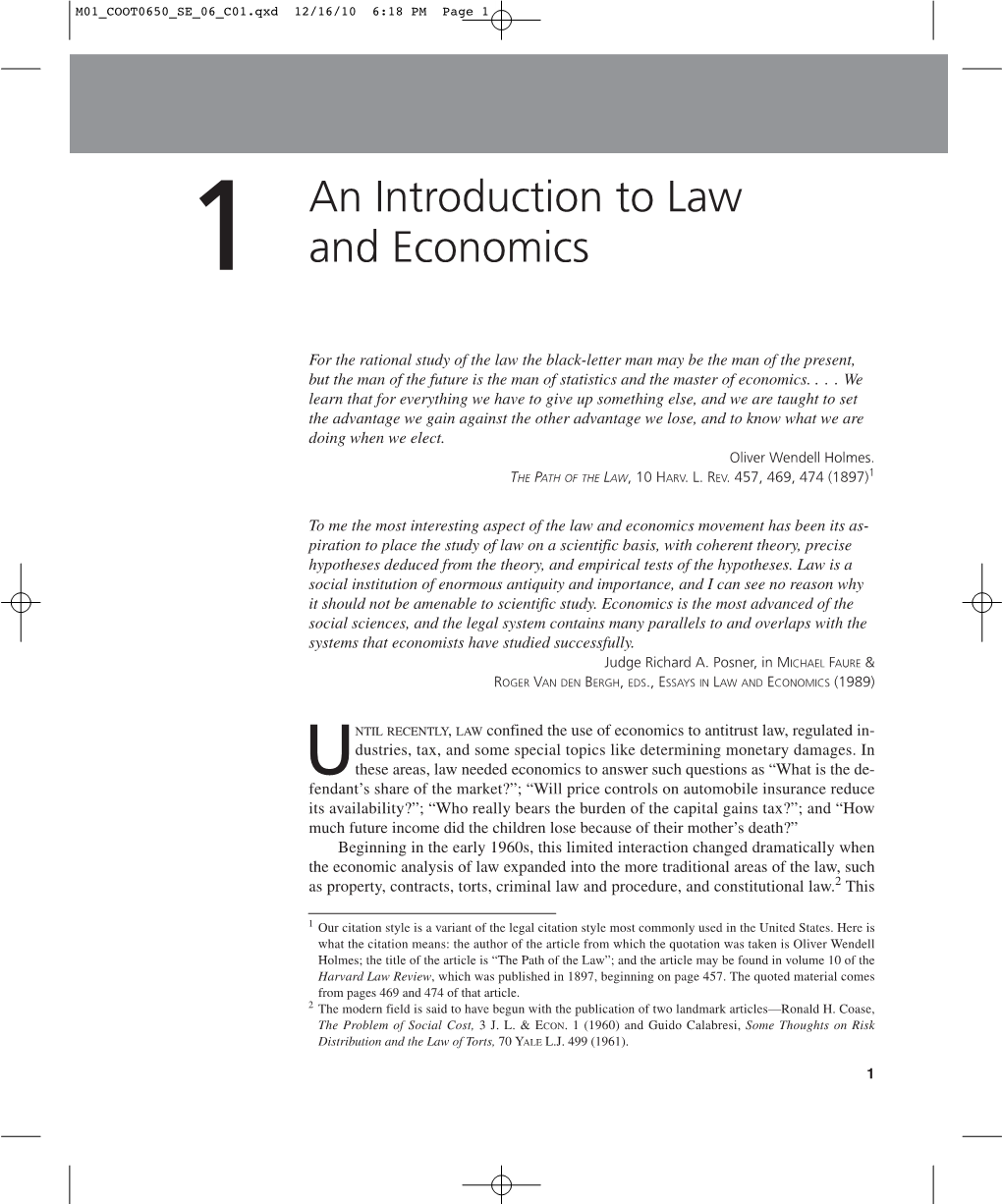 1 an Introduction to Law and Economics