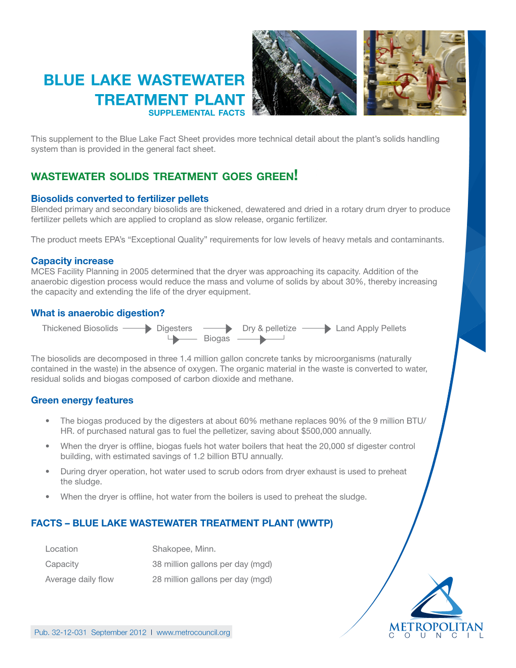 Blue Lake Wastewater Treatment Plant Supplemental Facts