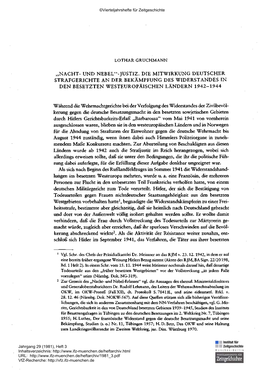 Nacht- Und Nebel"-Justiz. Die Mitwirkung Deutscher Strafgerichte an Der Bekämpfung Des Widerstandes in Den Besetzten Westeuropäischen Ländern 1942-1944