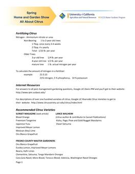 Fertilizing Citrus Internet Resources Recommended Citrus Varieties