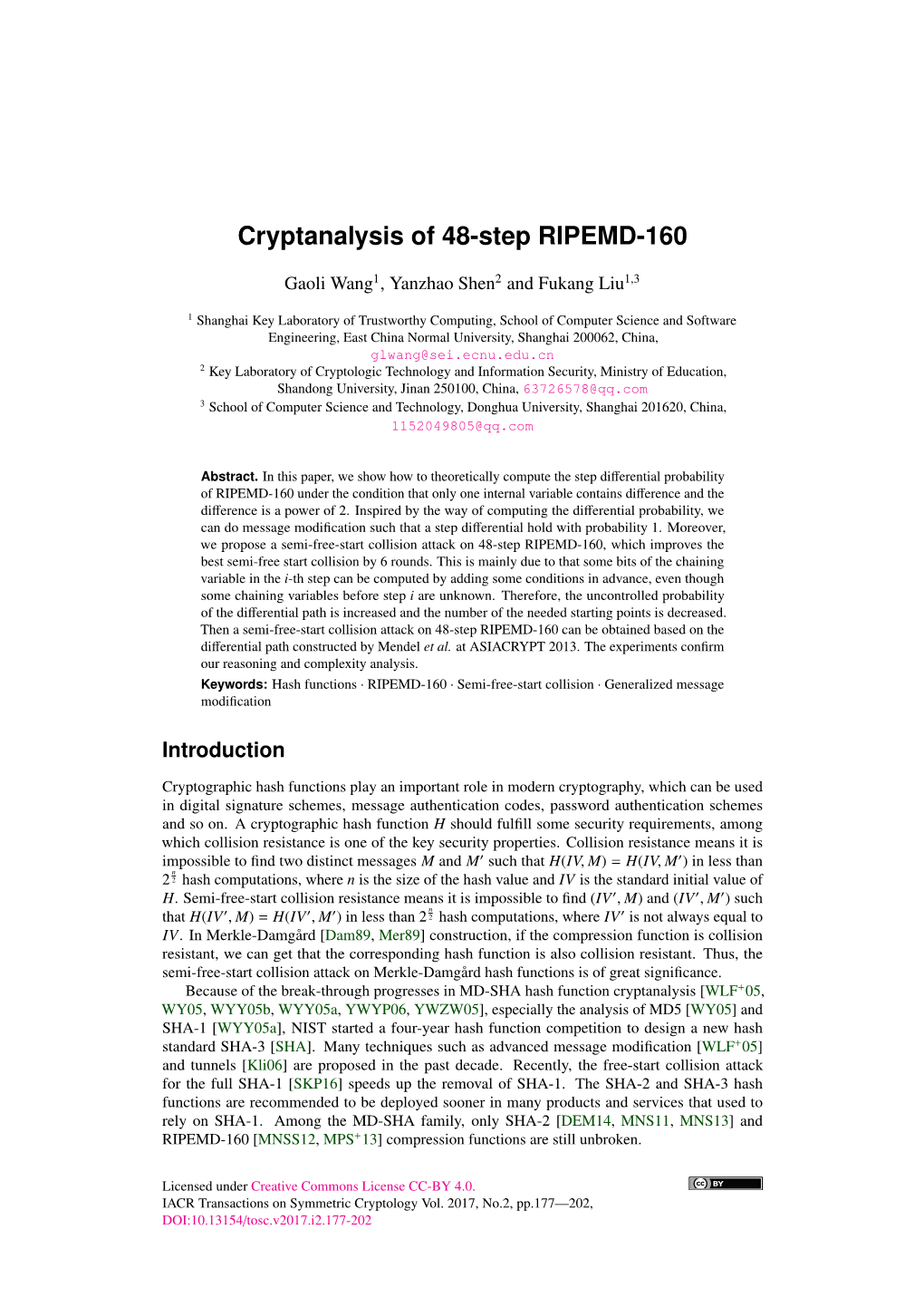 Cryptanalysis of 48-Step RIPEMD-160