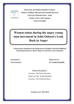 Women Status During the Angry Young Man Movement in John Osborn's Look Back in Anger