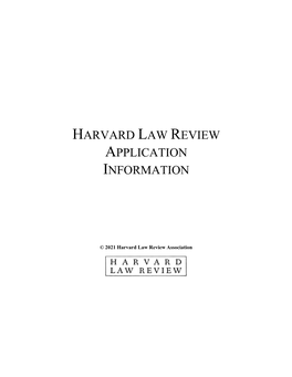 Harvard Law Review Application Information
