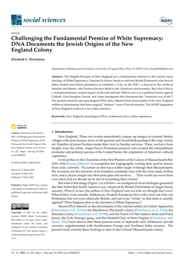 DNA Documents the Jewish Origins of the New England Colony