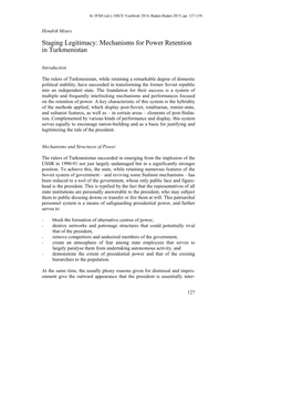 Mechanisms for Power Retention in Turkmenistan Hendrik Meurs