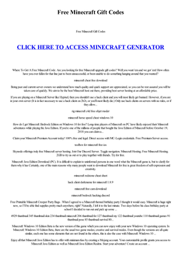 Free Minecraft Gift Codes