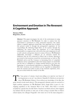 Environment and Emotion in the Revenant: a Cognitive Approach
