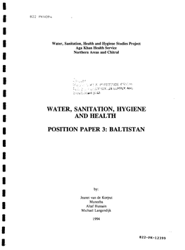 Water, Sanitation, Hygiene and Health Position Paper 3