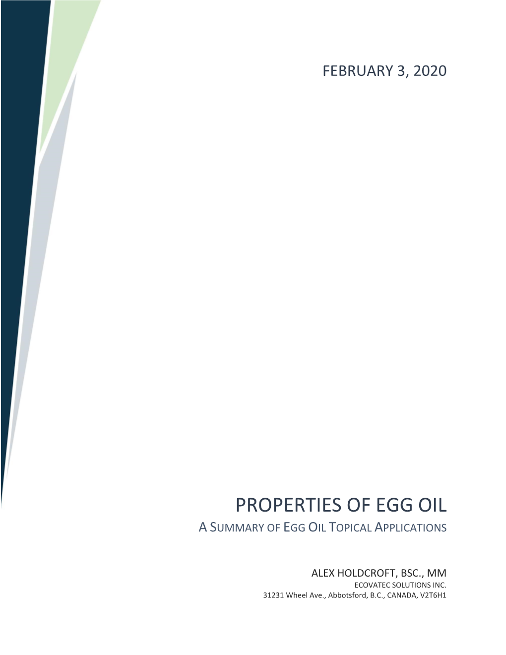 Properties of Egg Oil a Summary of Egg Oil Topical Applications