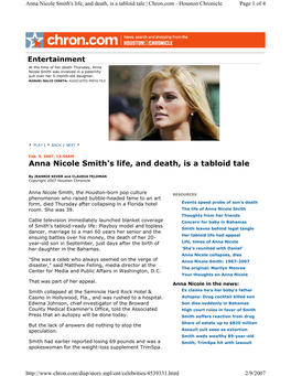 Anna Nicole Smith's Life, and Death, Is a Tabloid Tale | Chron.Com - Houston Chronicle Page 1 of 4