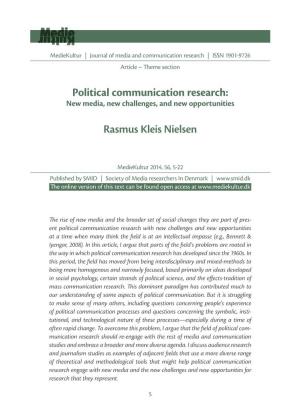 Political Communication Research: Rasmus Kleis Nielsen