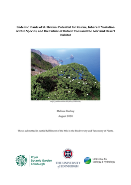 Endemic Plants of St. Helena: Potential for Rescue, Inherent Variation Within Species, and the Future of Babies’ Toes and the Lowland Desert Habitat