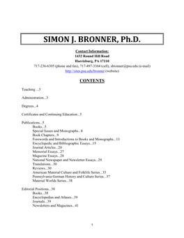 SIMON J. BRONNER, Ph.D