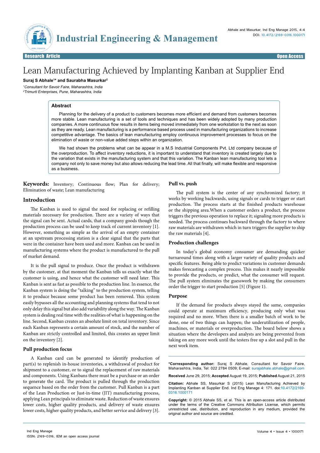 Lean Manufacturing Achieved by Implanting Kanban at Supplier