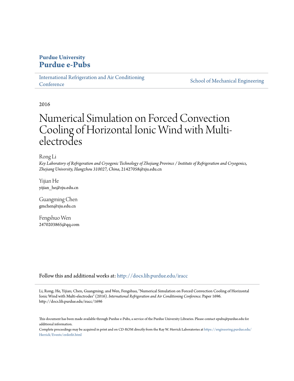 Numerical Simulation on Forced Convection Cooling of Horizontal