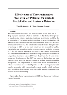 Effectiveness of Cryotreatment on Steel with Low Potential for Carbide Precipitation and Austenite Retention