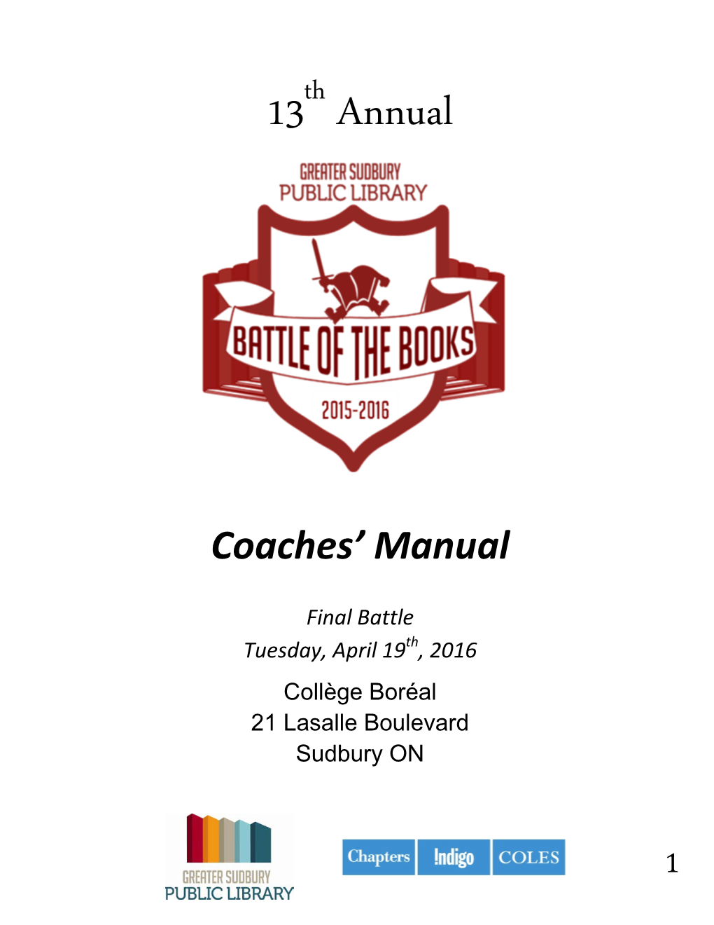 Battle of the Books Coaches Manual 2015-2016