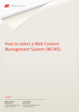 How to Select a Web Content Management System (WCMS)