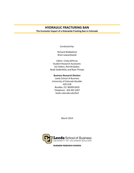 Hydraulic Fracturing Ban, the Economic