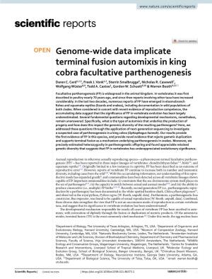 Genome-Wide Data Implicate Terminal Fusion Automixis in King Cobra