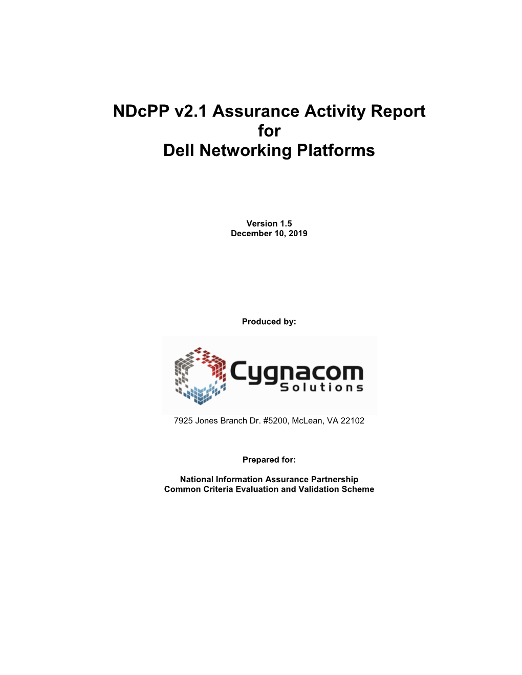 Assurance Activity Report for Dell Networking Platforms