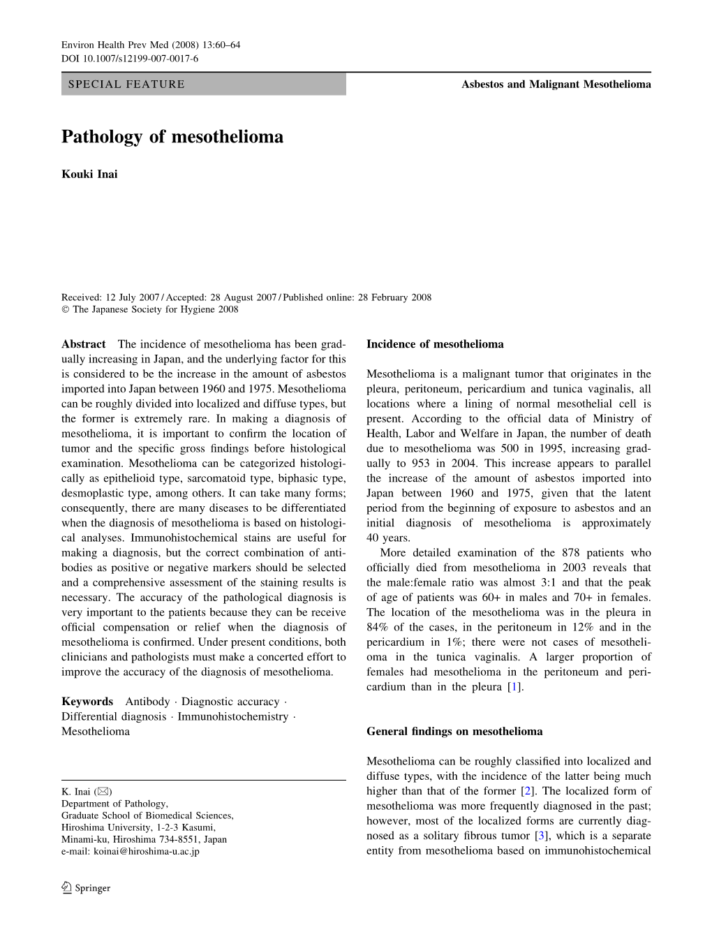 Pathology of Mesothelioma