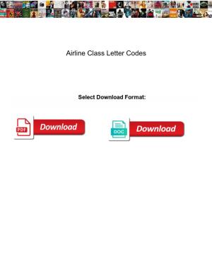 Airline Class Letter Codes