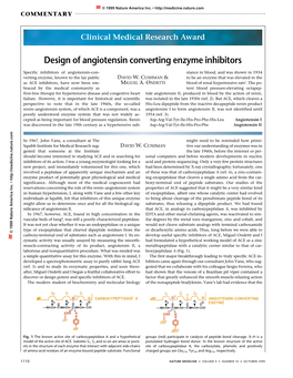 Design of Angiotensin Converting Enzyme Inhibitors