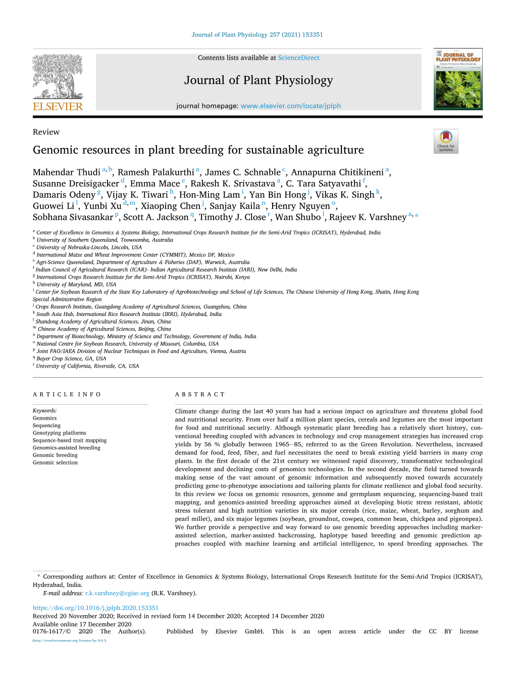 Genomic Resources in Plant Breeding for Sustainable Agriculture