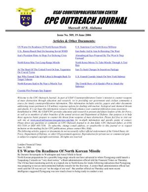 USAF Counterproliferation Center CPC Outreach Journal #509