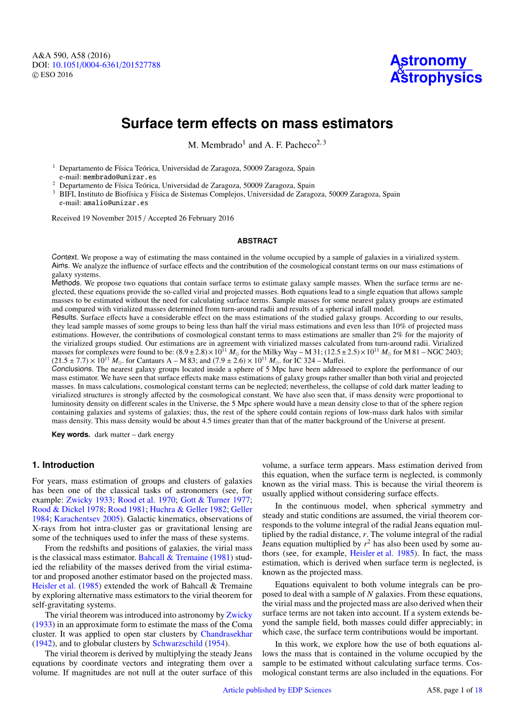 Surface Term Effects on Mass Estimators M