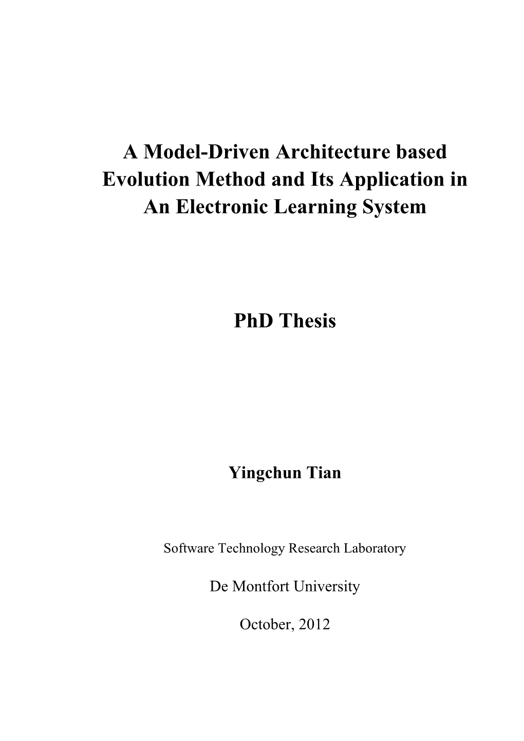 A Model-Driven Architecture Based Evolution Method and Its Application in an Electronic Learning System