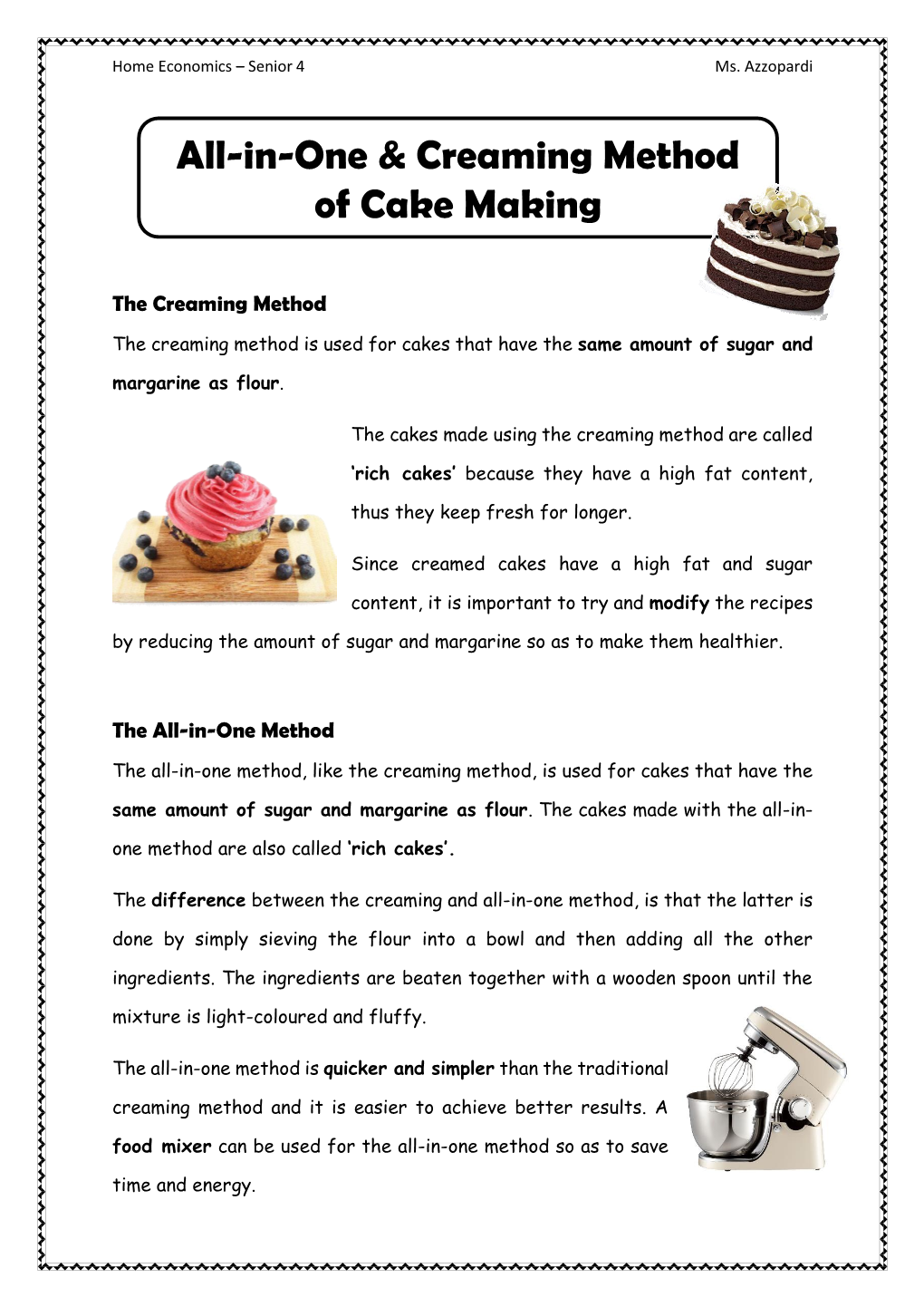 All-In-One & Creaming Method of Cake Making