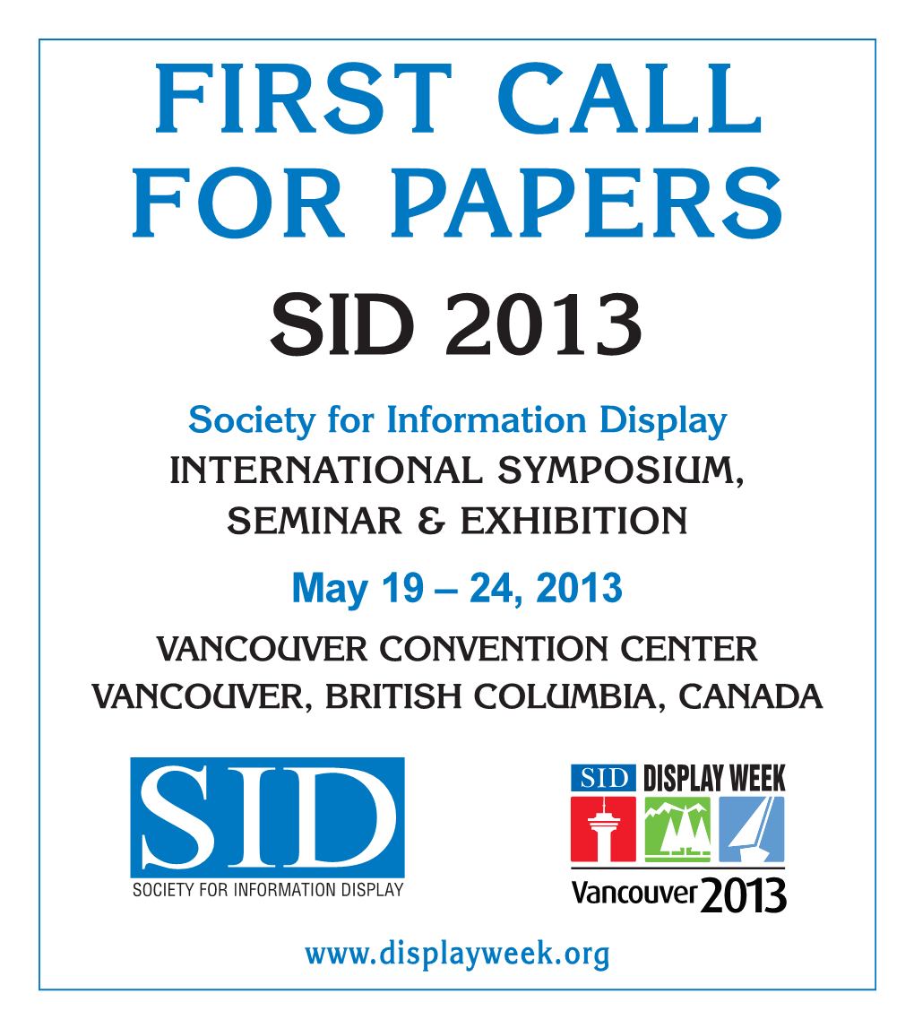 2013 First Call for Papers V4.Qxd