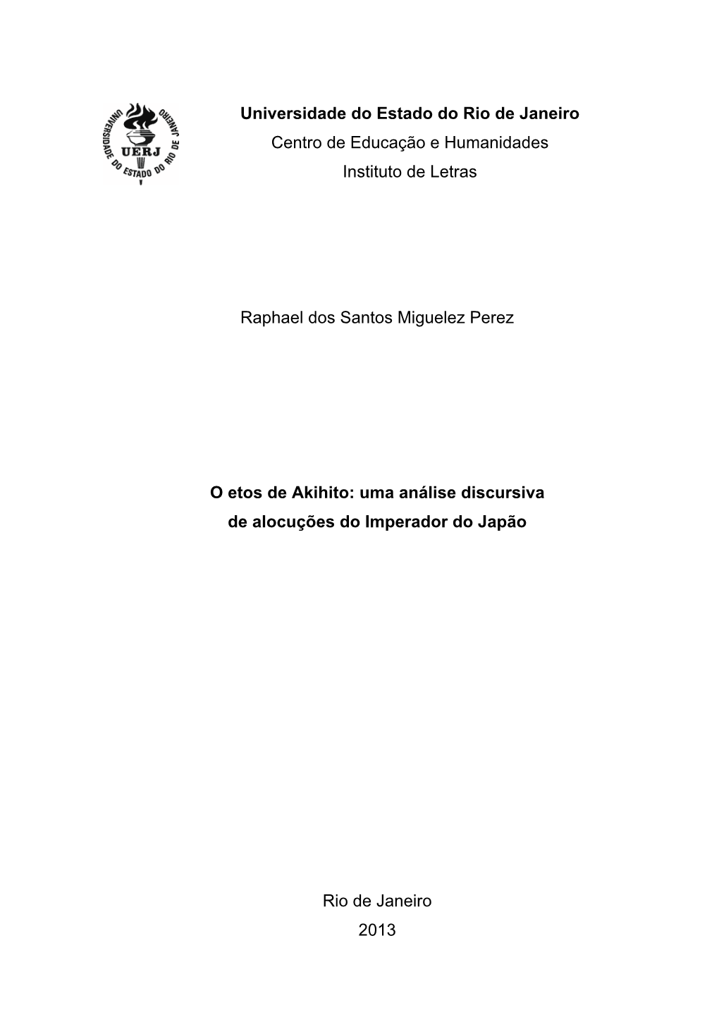 Universidade Do Estado Do Rio De Janeiro Centro De Educação E Humanidades