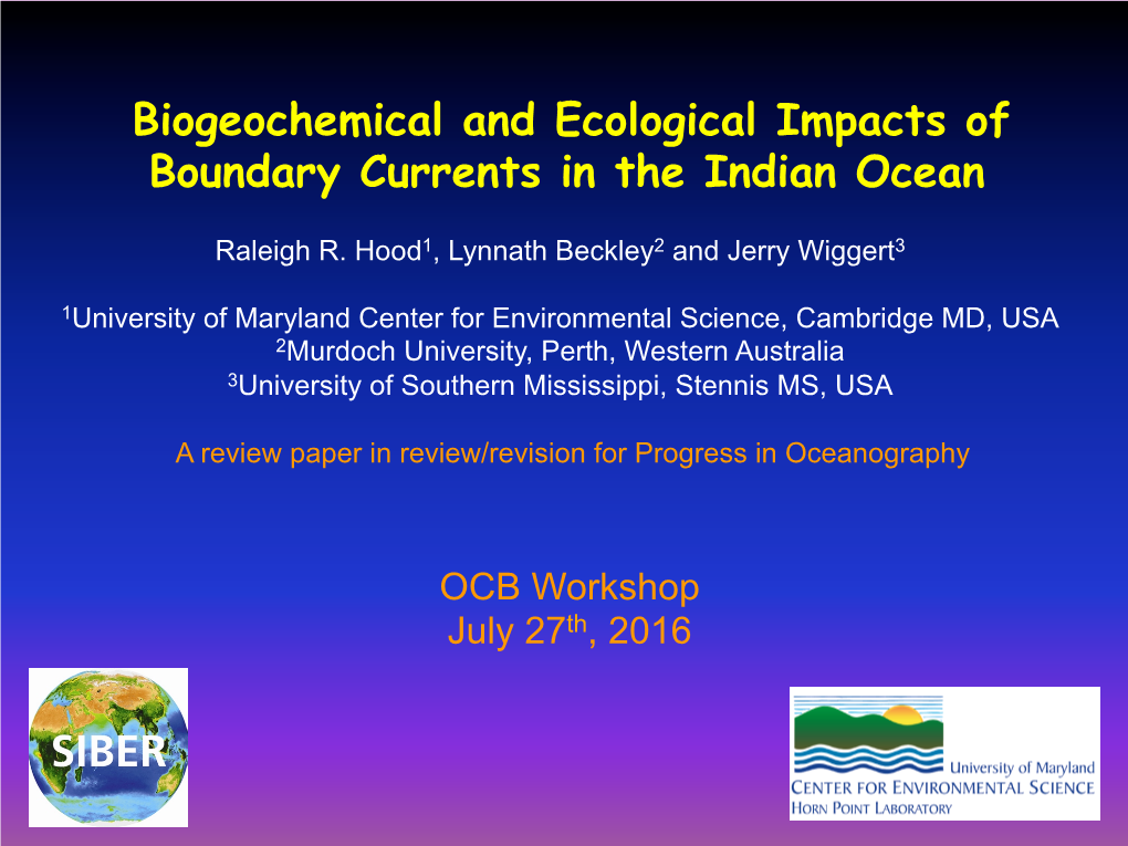 Biogeochemical and Ecological Impacts of Boundary Currents in the Indian Ocean