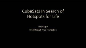 Cubesats in Search of Hotspots for Life