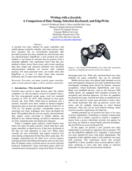 Writing with a Joystick: a Comparison of Date Stamp, Selection Keyboard, and Edgewrite Jacob O