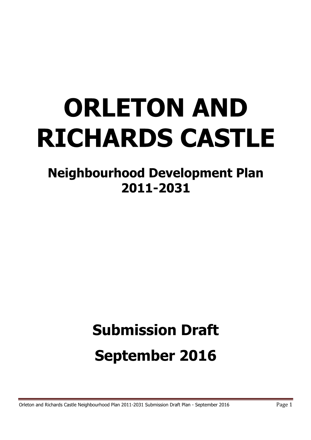 Orleton & Richards Castle Neighbourhood Development Plan