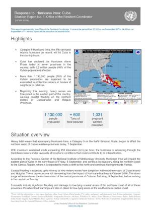 Highlights Situation Overview