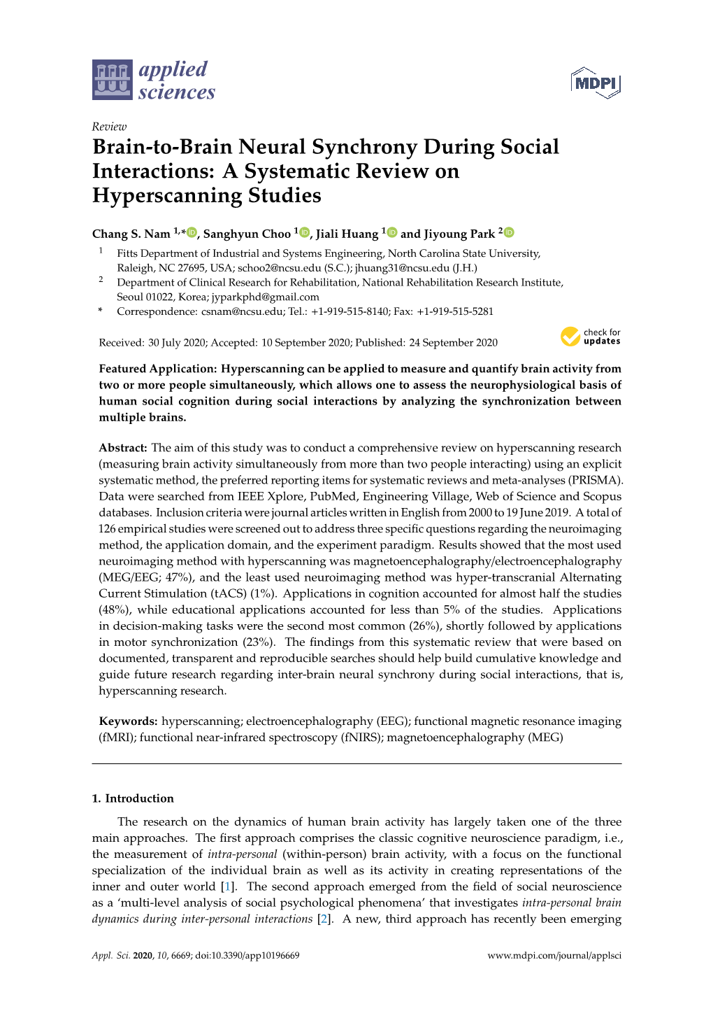 A Systematic Review on Hyperscanning Studies