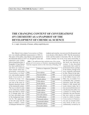 The Changing Content of Conversations on Chemistry As a Snapshot of the Development of Chemical Science