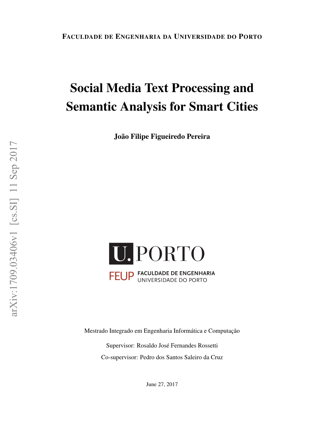 Social Media Text Processing and Semantic Analysis for Smart Cities
