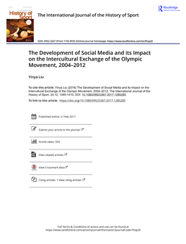 The Development of Social Media and Its Impact on the Intercultural Exchange of the Olympic Movement, 2004–2012