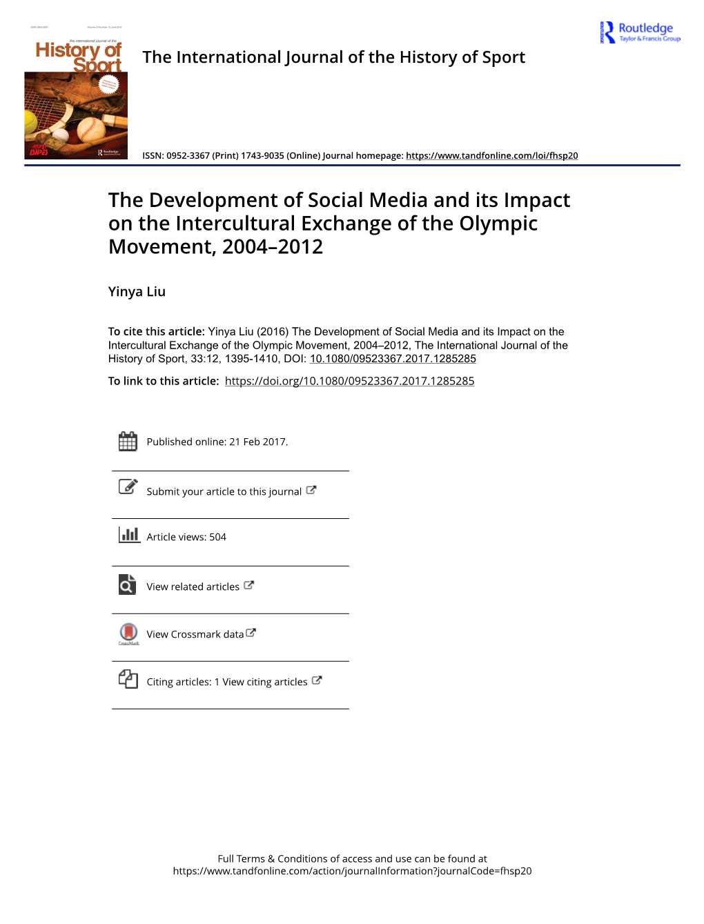 The Development of Social Media and Its Impact on the Intercultural Exchange of the Olympic Movement, 2004–2012