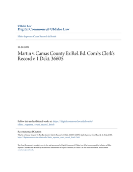 Martin V. Camas County Ex Rel. Bd. Com'rs Clerk's Record V. 1 Dckt