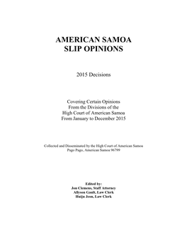 2015 American Samoa Slip Opinions