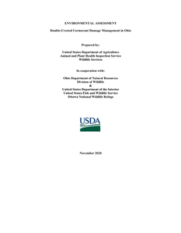 ENVIRONMENTAL ASSESSMENT Double-Crested Cormorant Damage Management in Ohio Prepared By: United States Department of Agricultur