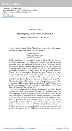Hemingway in the New Millennium Suzanne Del Gizzo and Kirk Curnutt